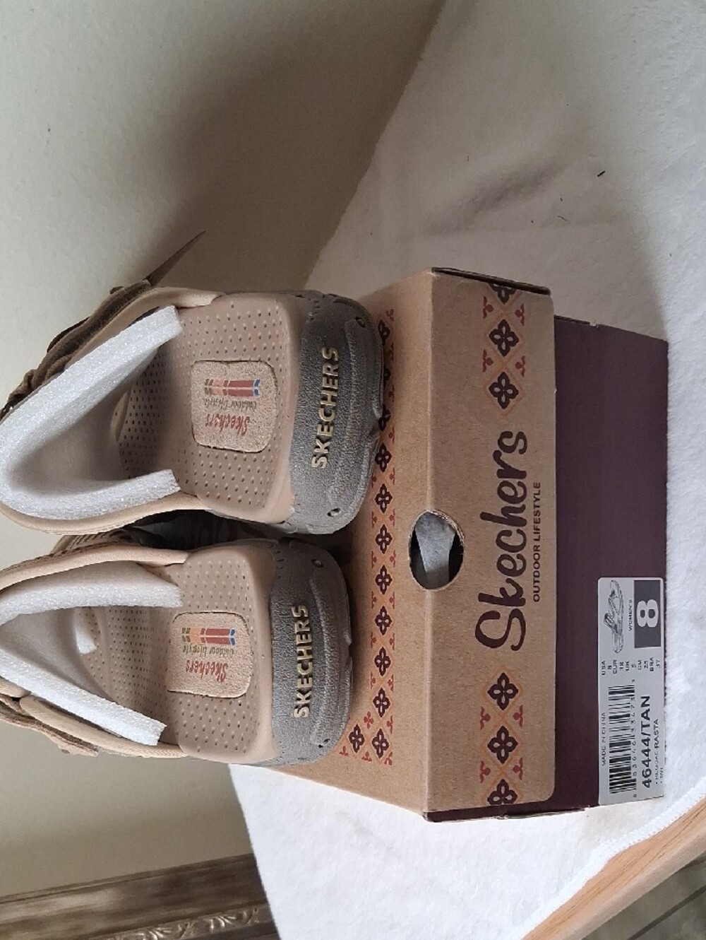 Skechers Reggaes Tan Beige Strappy Comfort Sandals - Picture 4 of 6